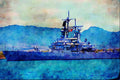 795020 CGN 41 _USS Arkansas_, Nuclear Powered Cruiser A4 Limited Edition Watercolour Print