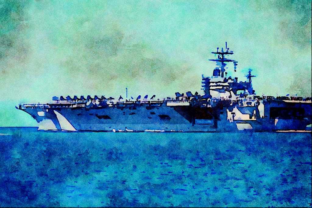 795024 _USS Carl Vinson_, Nuclear Powered Carrier CV 70 A4 Limited Edition Watercolour Print