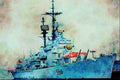 795025 C 554 _Caio Duilio_ Visiting Italian Navy Ship, San Diego, California, U.S.A. A4 Limited Edition Watercolour Print