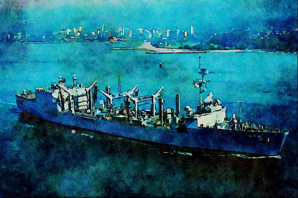 795030 _Wabash_, United States Navy AOR 5 Fleet Oiler A4 Limited Edition Watercolour Print