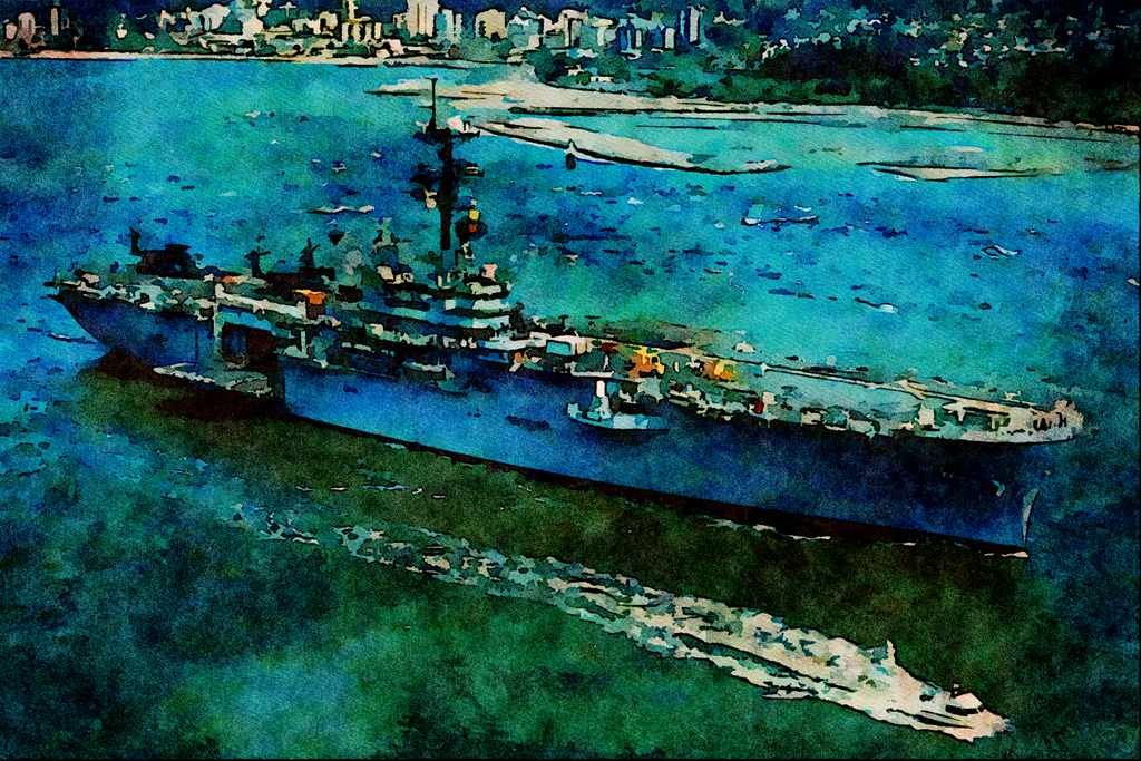 795031 _USS Tripoli_, LPH 10 Helicopter Assault Ship A4 Limited Edition Watercolour Print