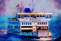 795041 _St. Cecilia_ Ferry, Approaching Portsmouth, England A4 Limited Edition Watercolour Print