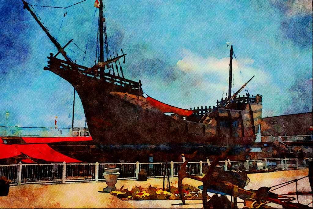 795058 The Columbus Fleet A4 Limited Edition Watercolour Print