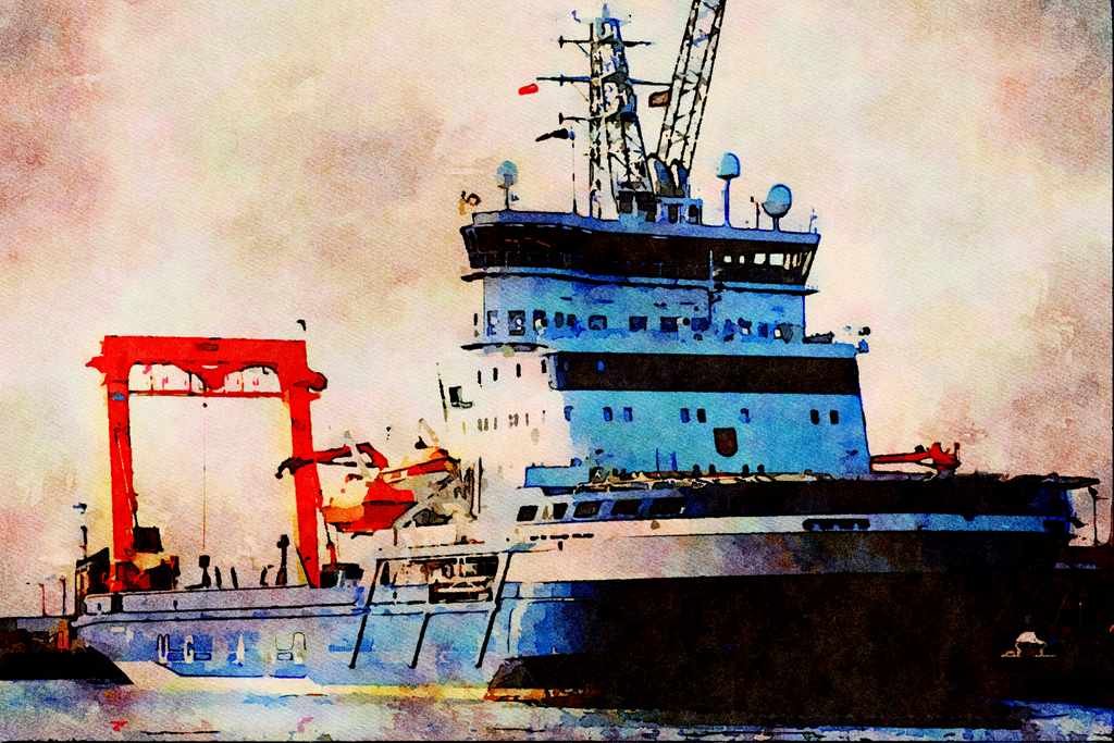 795062 Motor Vessel, Edinburgh Leith Docks A4 Limited Edition Watercolour Print
