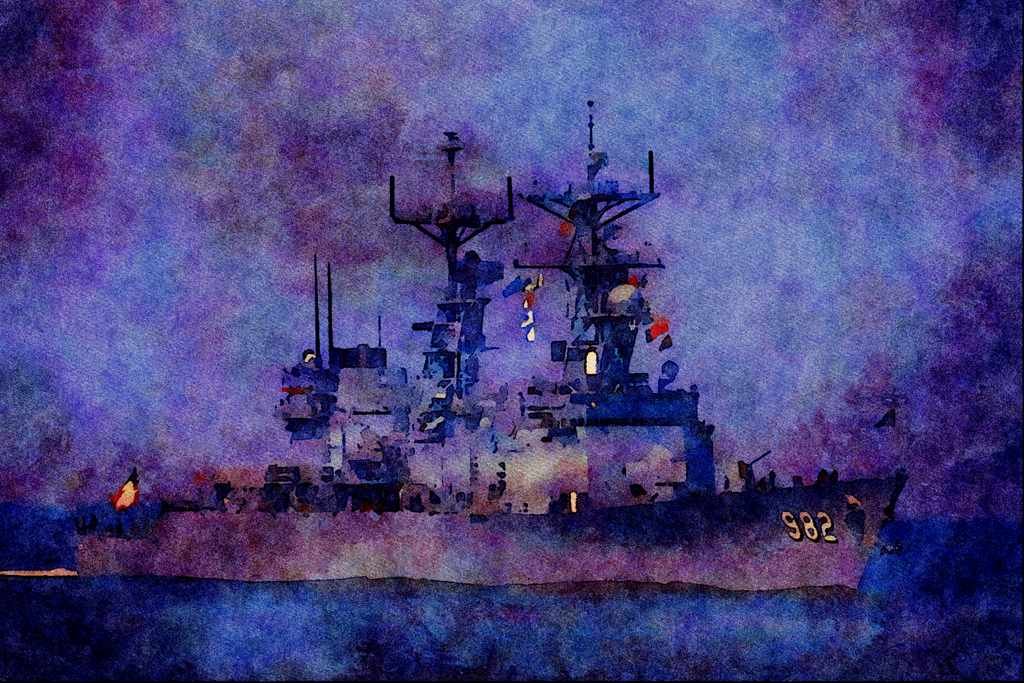 795065 _USS Nicholson_, Spruance Class Destroyer A4 Limited Edition Watercolour Print