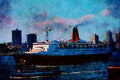 795066 _RMS Queen Elizabeth II_, Ocean Liner A4 Limited Edition Watercolour Print