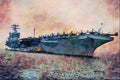 795072 CVN 73 _George Washington_, With Air Wing Aboard A4 Limited Edition Watercolour Print