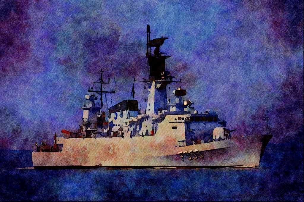 795074 _Olfert Fischer_ F3555 Frigate, Danish Navy A4 Limited Edition Watercolour Print