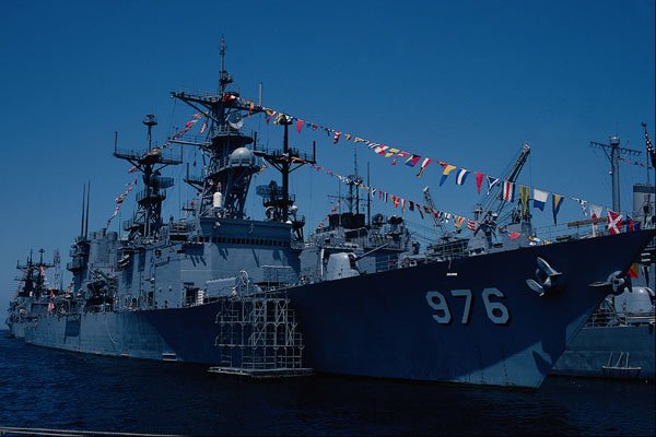 795077 DD976 Merril Spruance Class Destroyer, Dressed For Port Visit A4 Photo Print