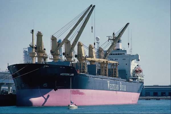 795081 Freighter, San Pedro Harbor, California, U.S.A. A4 Photo Print