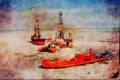795086 Icebreaker, Clearing Path For Drilling Ships, Beaufort Sea A4 Limited Edition Watercolour Print