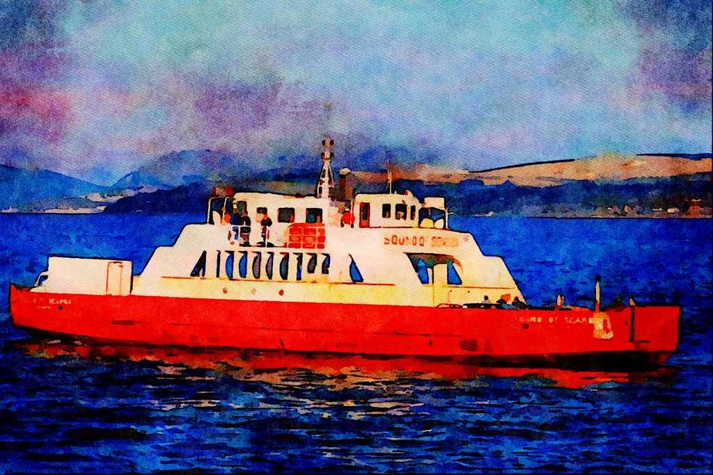 795091 Motor Vessel _Sound Of Scarba_ A4 Limited Edition Watercolour Print