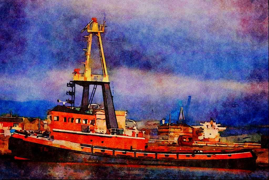 795093 Motor Vessel _Flying Phantom_ A4 Limited Edition Watercolour Print