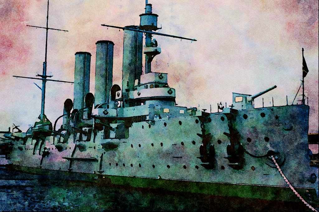 796010 Aurora Cruiser, St. Petersburg, Russia A4 Limited Edition Watercolour Print