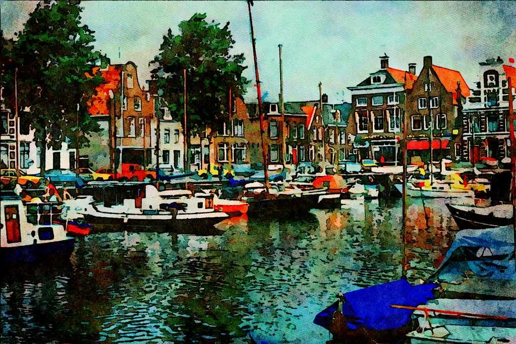 796013 Harlingen, Friesland, Netherlands A4 Limited Edition Watercolour Print
