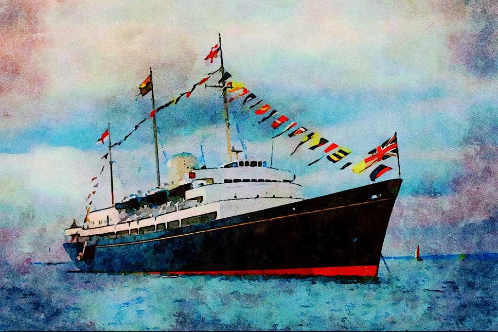 796016 British Royal Yacht _Britannia_ A4 Limited Edition Watercolour Print