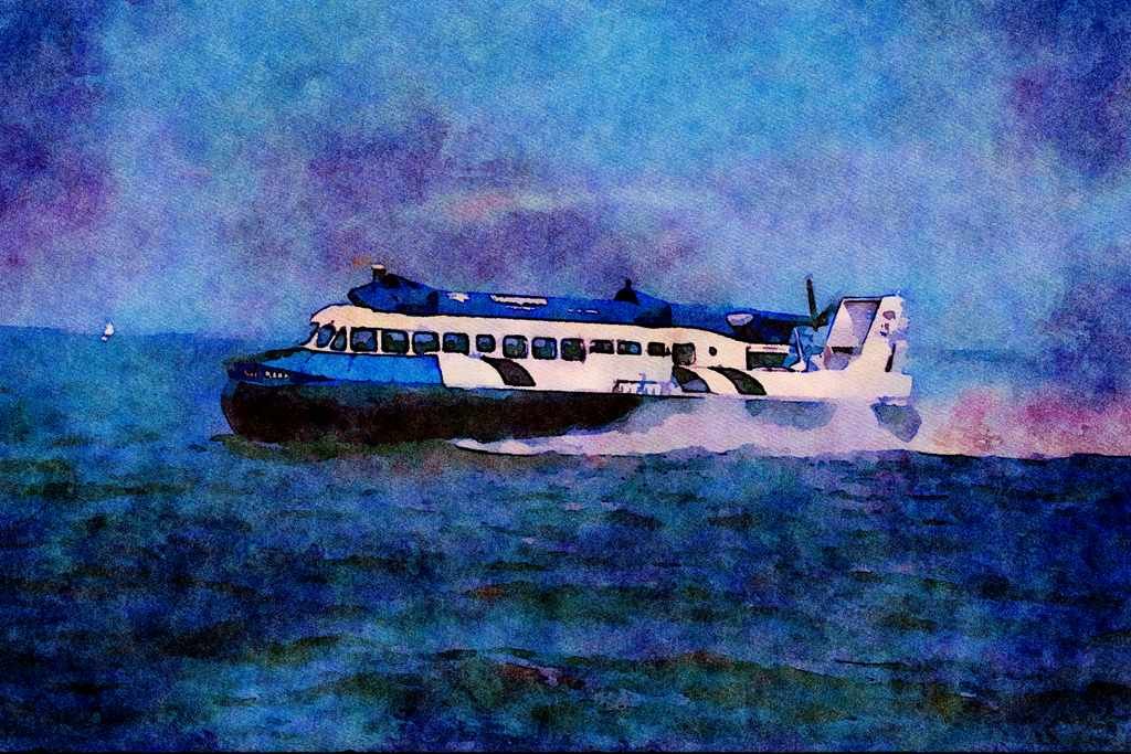 796017 Hovercraft A4 Limited Edition Watercolour Print