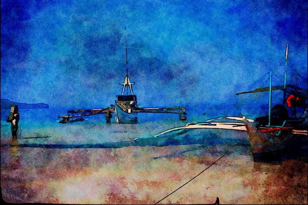 796024 Beach, Boracay Island, Philippines A4 Limited Edition Watercolour Print