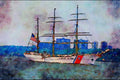 796028 United States Coastguard Sailing Trainer, Off New York, U.S.A. A4 Limited Edition Watercolour Print