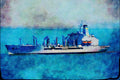796030 _USS Yukon_, Sealift Command Oiler A4 Limited Edition Watercolour Print