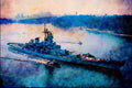 796034 _USS Missouri_ Rare Battleship A4 Limited Edition Watercolour Print