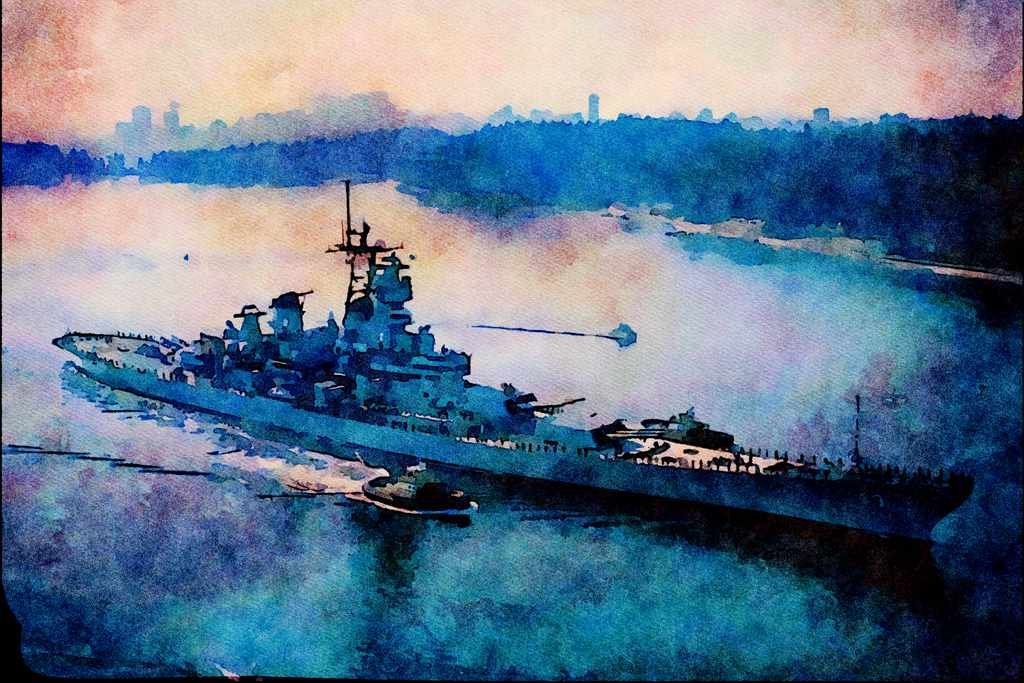 796034 _USS Missouri_ Rare Battleship A4 Limited Edition Watercolour Print