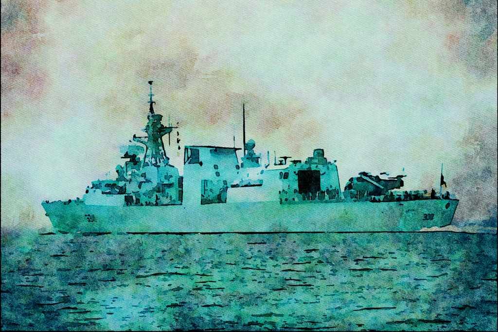796036 _HMCS Winnipeg_, City Class Frigate A4 Limited Edition Watercolour Print