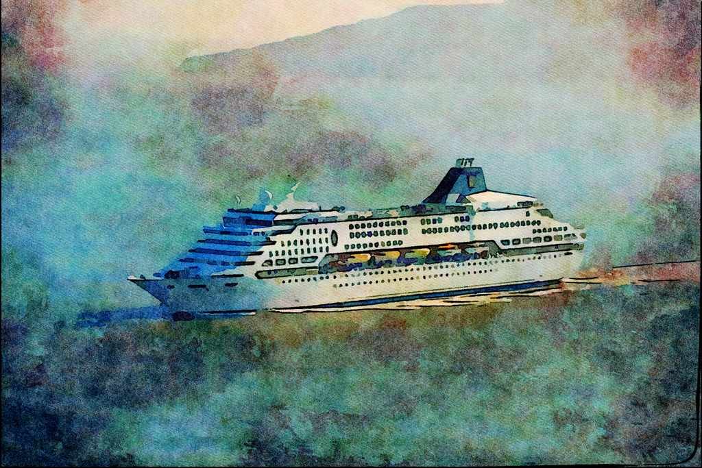 796038 Cruise Ship _Windward_ A4 Limited Edition Watercolour Print