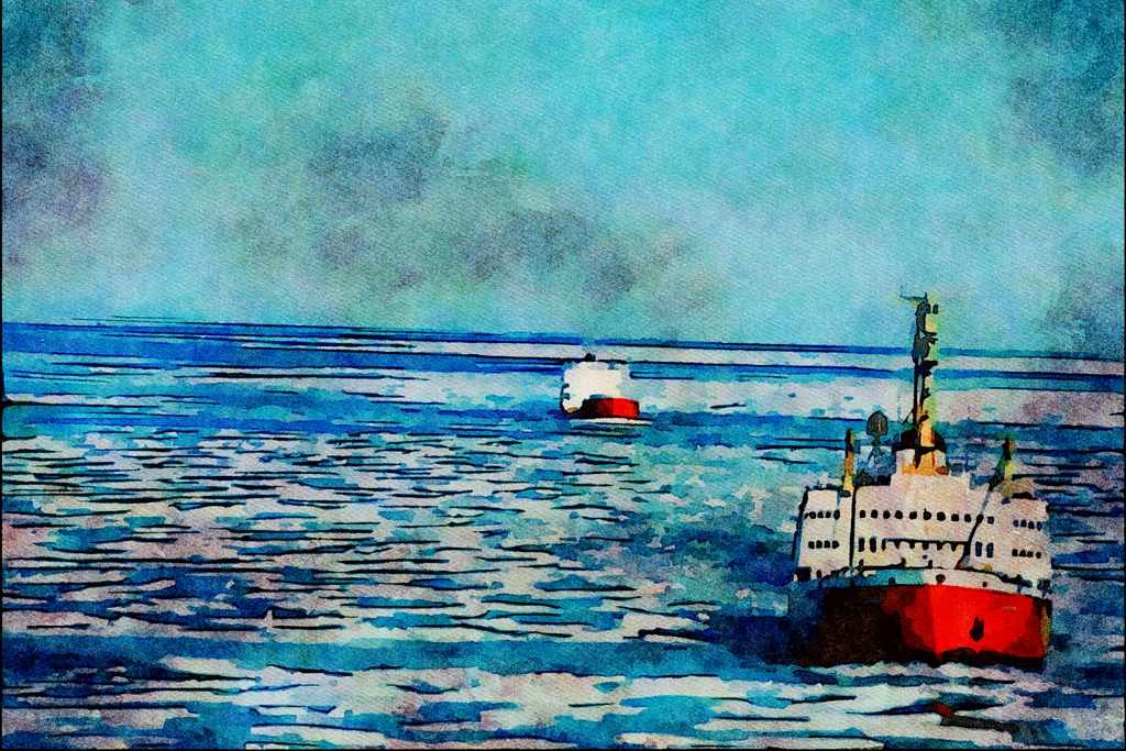 796041 Ice Breaker _John A. MacDonald_, Norwegian Bay, Canada A4 Limited Edition Watercolour Print