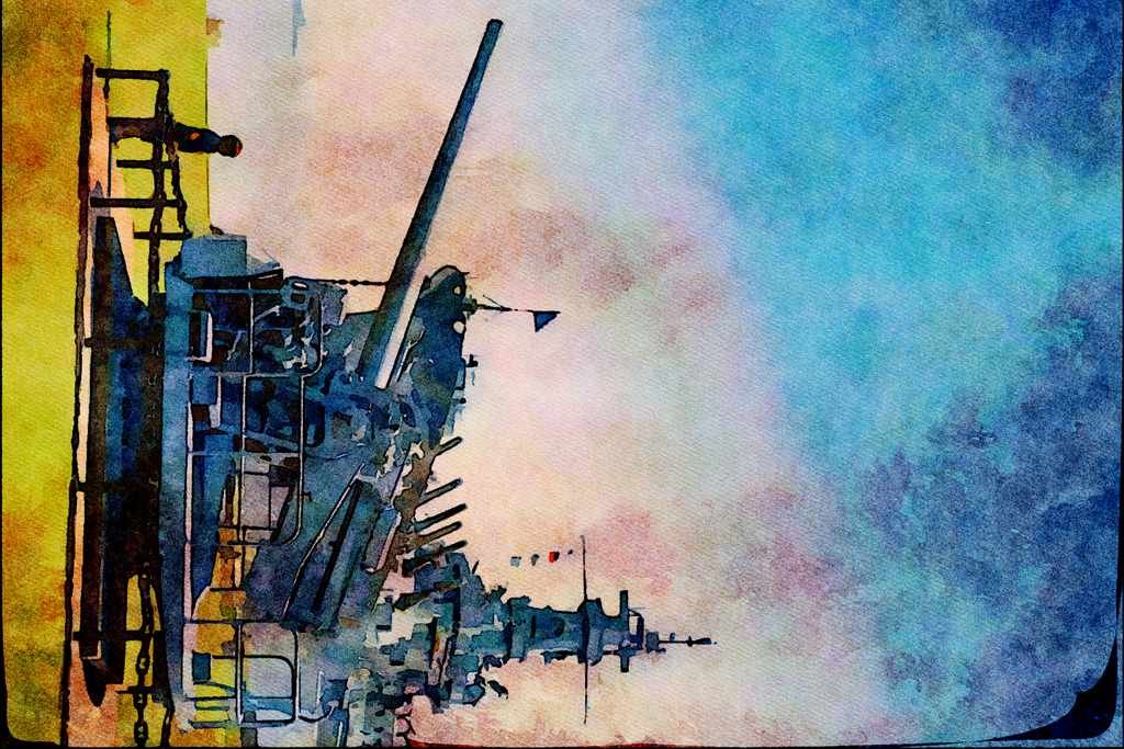 796047 Battleship Alabama, U.S.A. A4 Limited Edition Watercolour Print