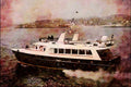 796057 Luxury Cabin Cruiser Leaving Torquay Harbor, Devon, England A4 Limited Edition Watercolour Print