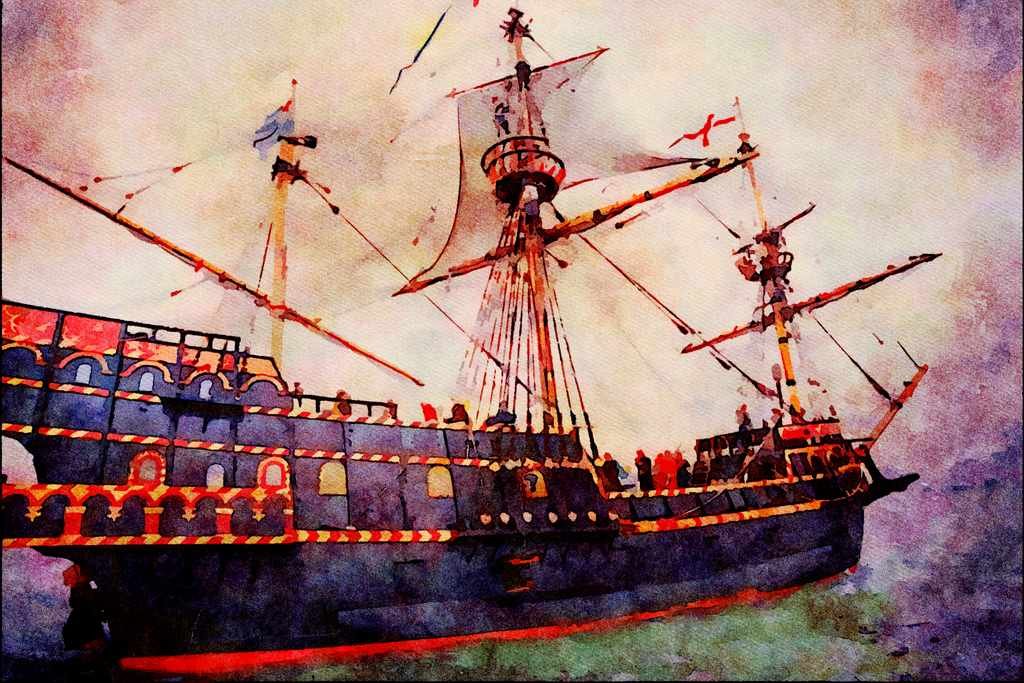 796061 The _Golden Hinde_ A4 Limited Edition Watercolour Print