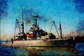 796066 _USS Safeguard_, Salvage And Repair Ship A4 Limited Edition Watercolour Print