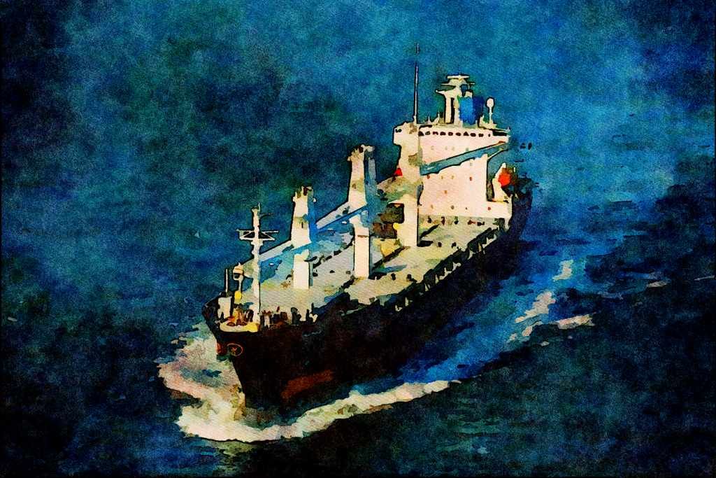 796068 Mayor Self loading Freighter A4 Limited Edition Watercolour Print