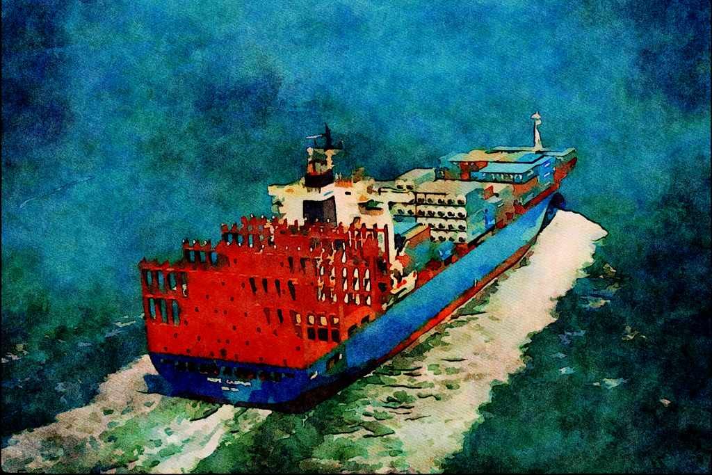 796072 Container Ship, Port Of Registry, Bremen A4 Limited Edition Watercolour Print