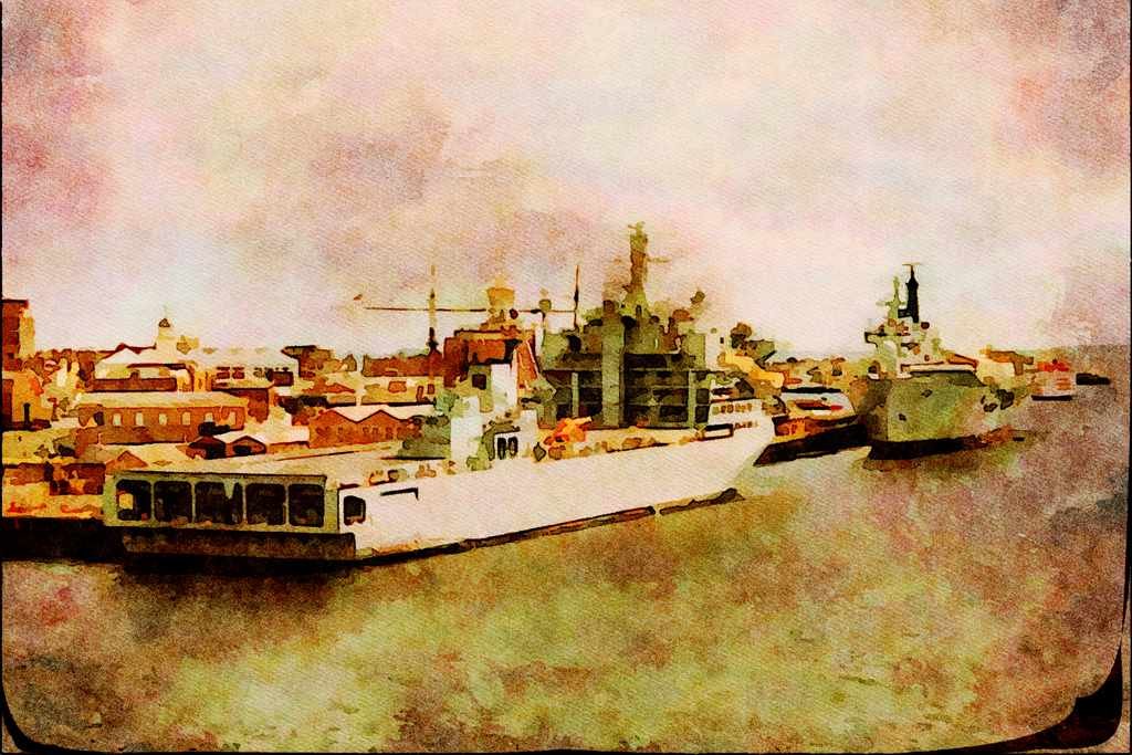 796083 _RFA Arugs_ At Portsmouth Naval Dockyard, England A4 Limited Edition Watercolour Print