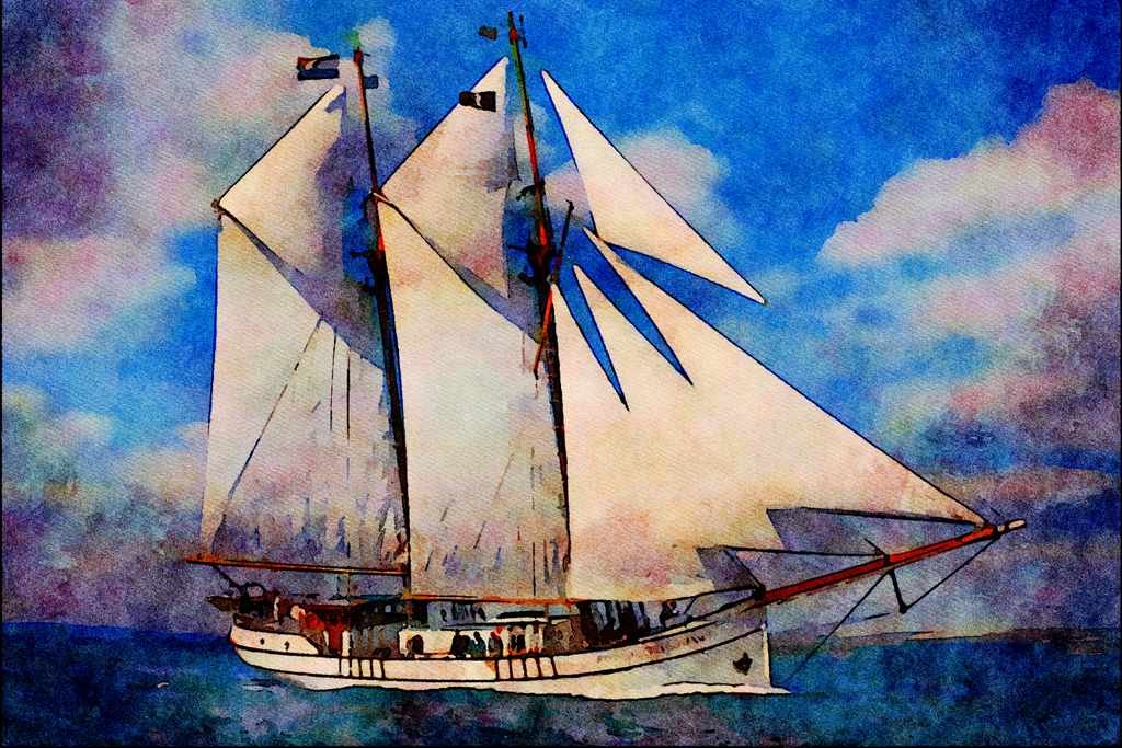 796089 _Regina Chatarina_, At Full Sail A4 Limited Edition Watercolour Print