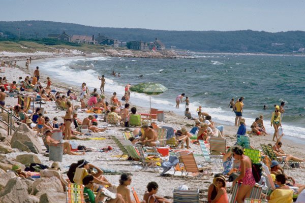 798008 Summer Beach Goers, Monument Beach On Buzzard's Bay, Massachusetts, U.S.A. A4 Photo Print