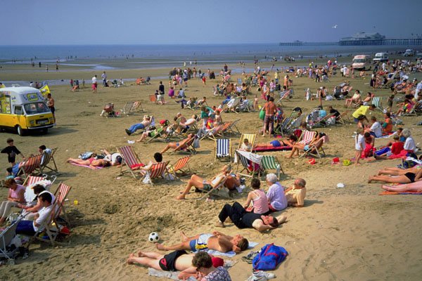 798016 Sunbathers, Blackpool, Lancashire, U.K. A4 Photo Print