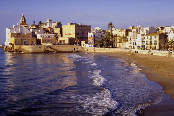 798026 Beach, Sitges, Barcelona, Spain A4 Photo Print
