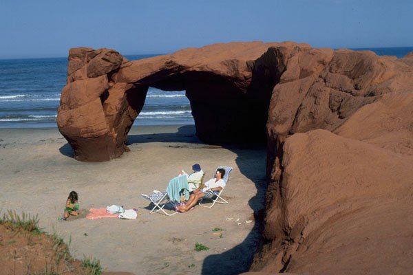 798030 Cliffs And Beach On Magdalen Island, Quebec, Canada A4 Photo Print
