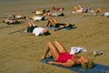798037 Exercise Classes For Adults On Beach, St. Jean De Monts, Vendee, France A4 Photo Print