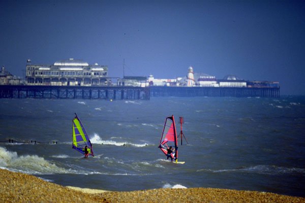 798054 Palace Pier, Windsurfers A4 Photo Print
