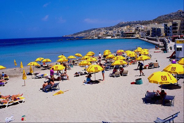 798087 The Beach, Mellieha Bay, Malta A4 Photo Print