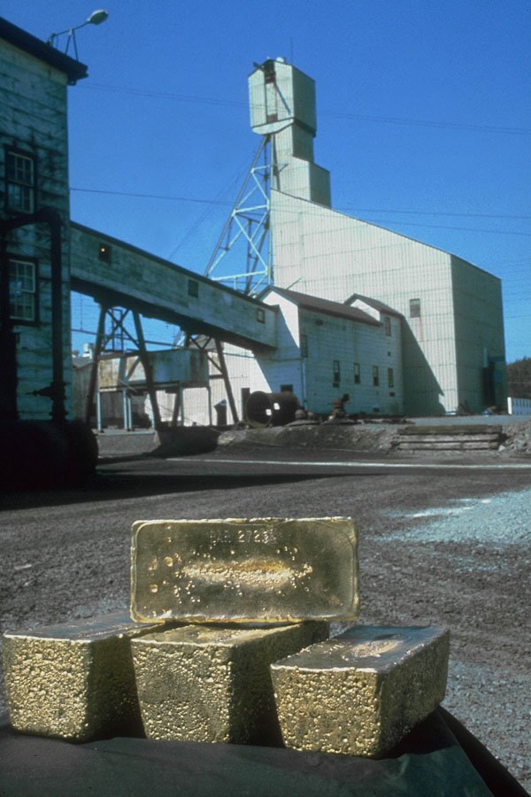 799014 Red Lake Gold Mine, Four 90 Pound Gold Bars, Ontario, Canada A4 Photo Print