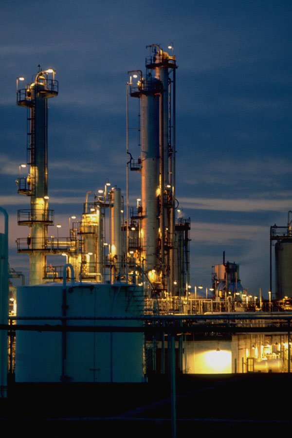 799023 Oil Refinery At Night, Canada A4 Photo Print
