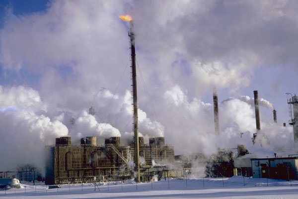 799029 Oil Refineries In Winter A4 Photo Print