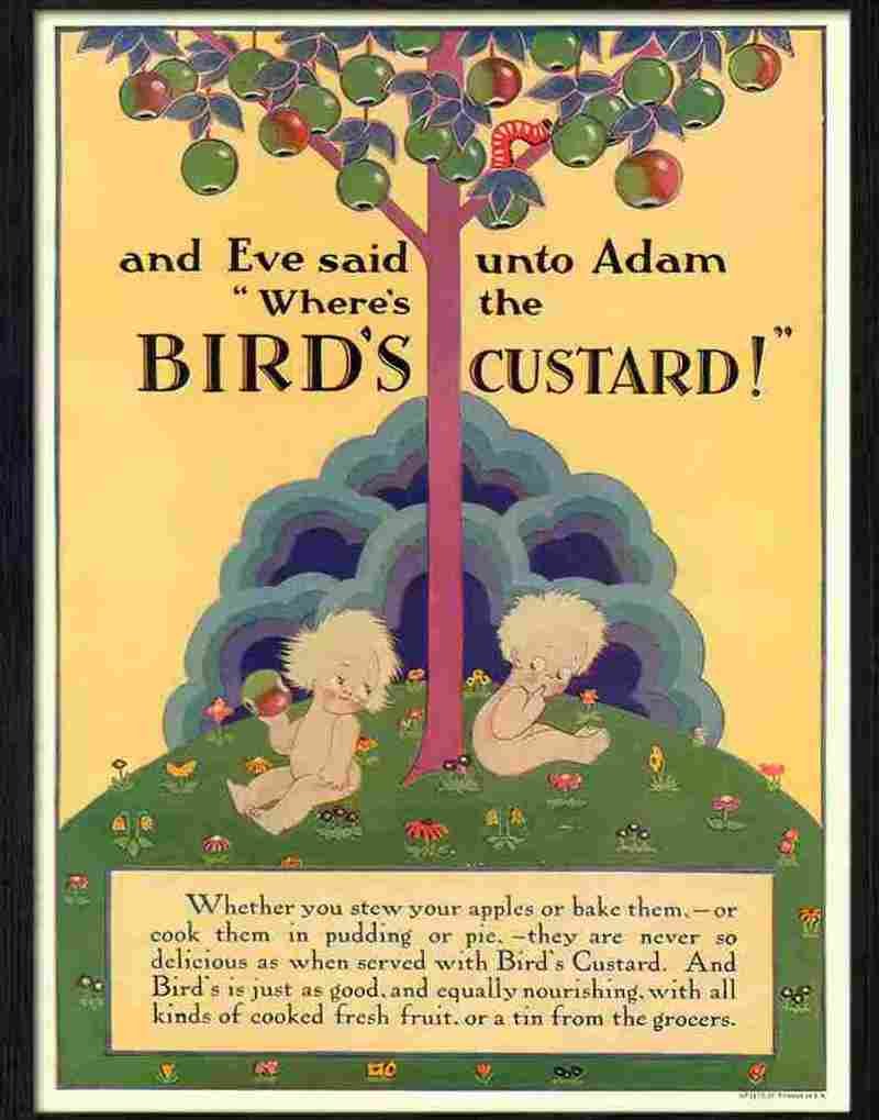 7H birds custard adam and eve 1920s Advert A4 Photo Print