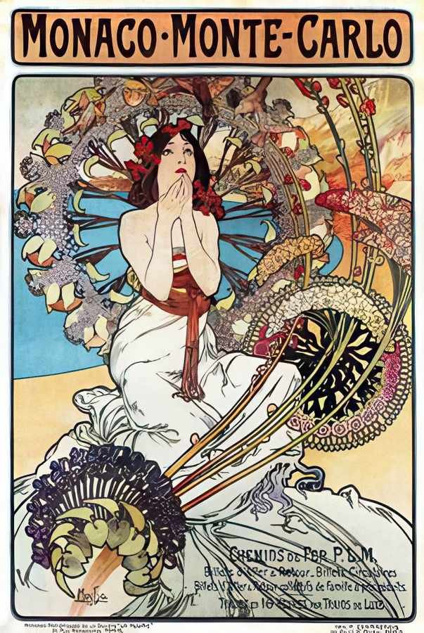 8 Mucha Monaco Mon Vintage Advert A4 Photo Print