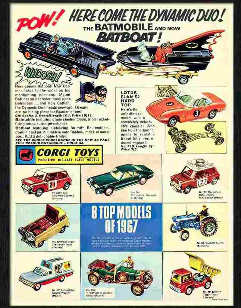 8 corgi toys advert 1960s batmobile Advert A4 Photo Print